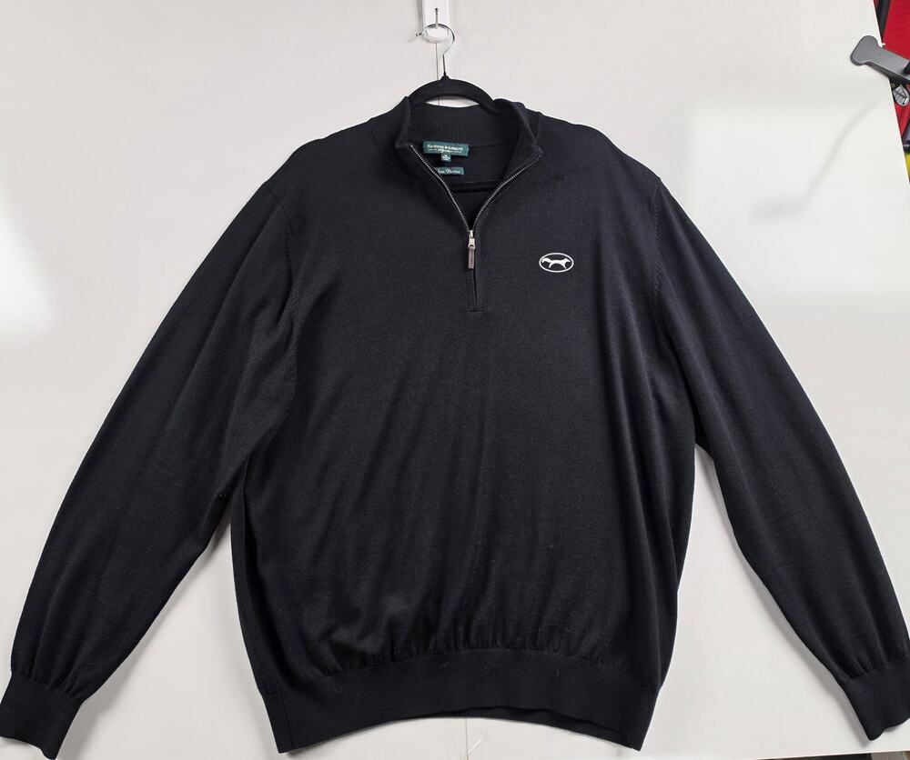 Fairway & Greene XL Black 100% Italian Merino Wool 1/4 Zip Golf Sweater 0094